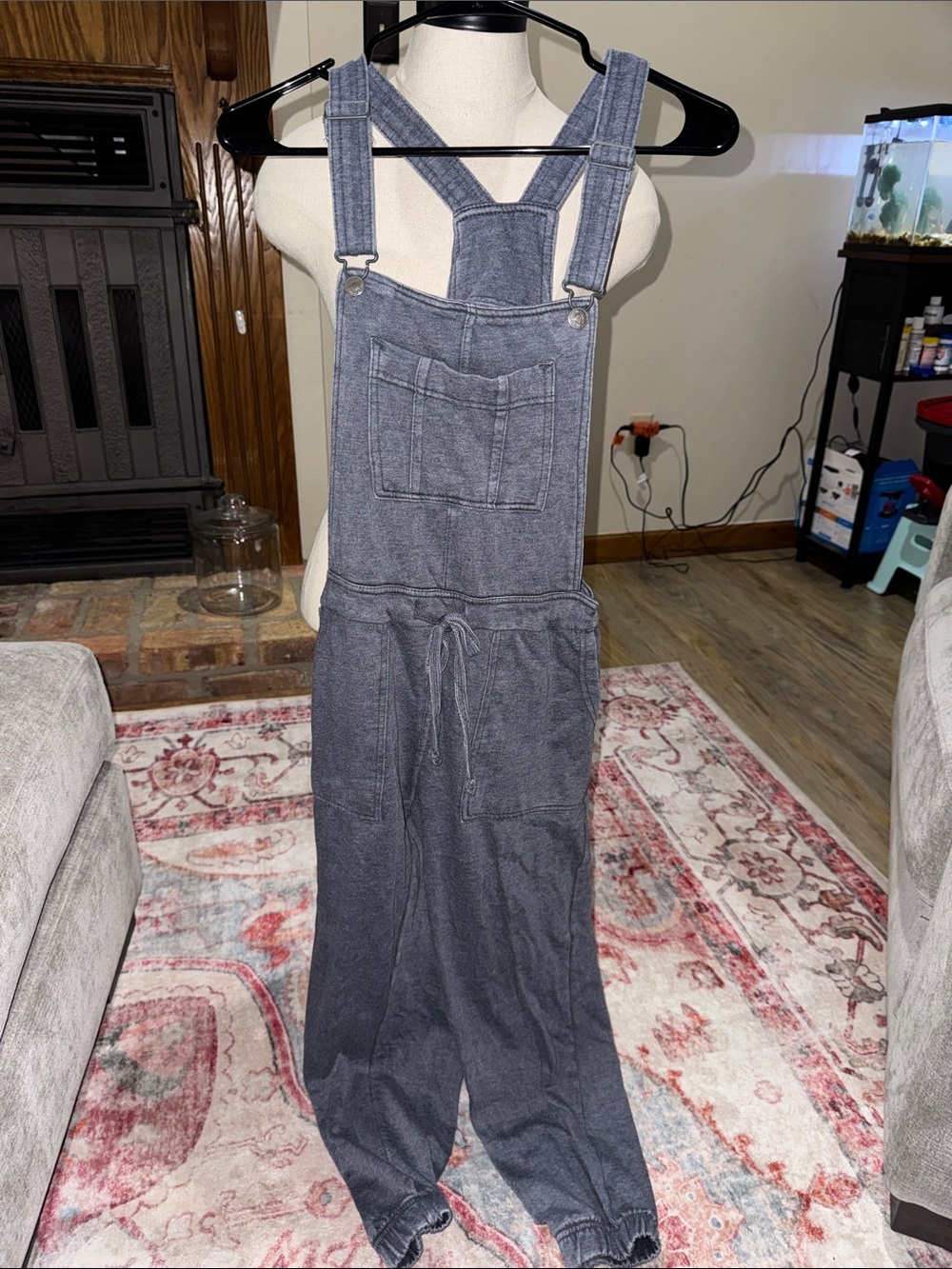 Wallflower Charcoal Gray Overalls Jumpsuit with Drawstring Waist